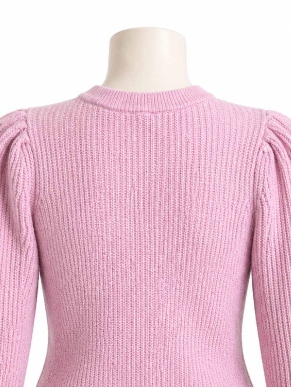 Crown & Ivy Pink Cable Knit Sweater Women’s Large Puff Sleeve Crewneck - Picture 7 of 10